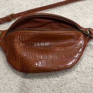 Brown Crocodile-Embossed Women Bag